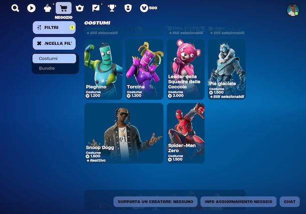 Acquistare skin su Fortnite