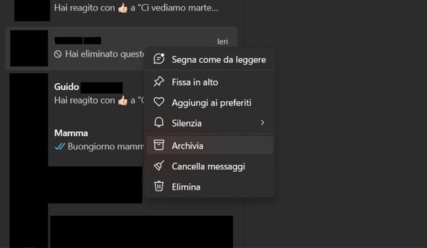 Chat archiviate WhatsApp Windows