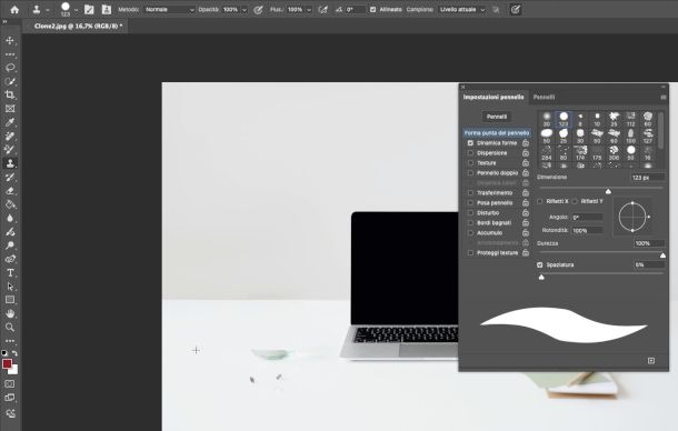 applicazione timbro clone su photoshop