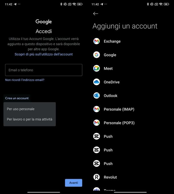 Creare nuovo account Gmail Android