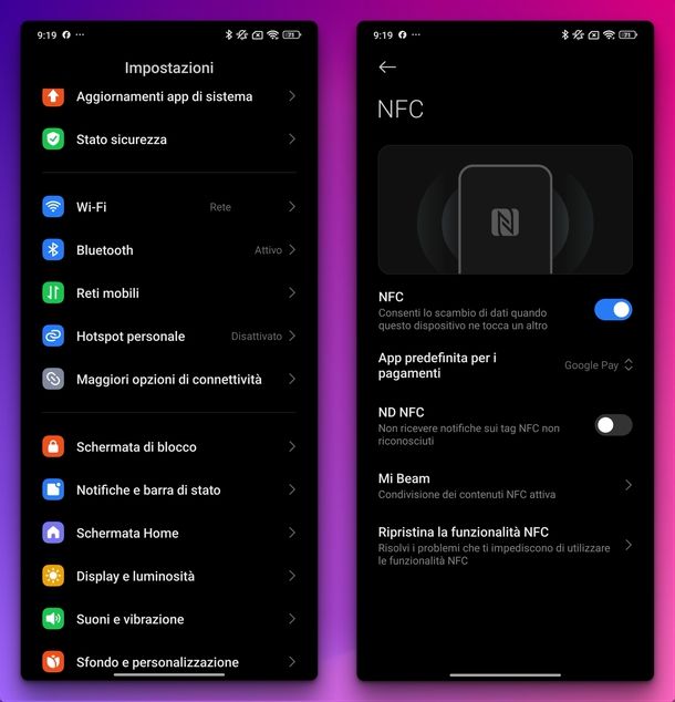Attivare NFC Xiaomi