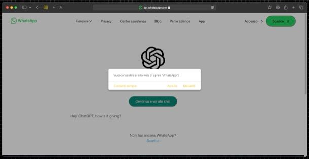 Usare WhatsApp su ChatGPT