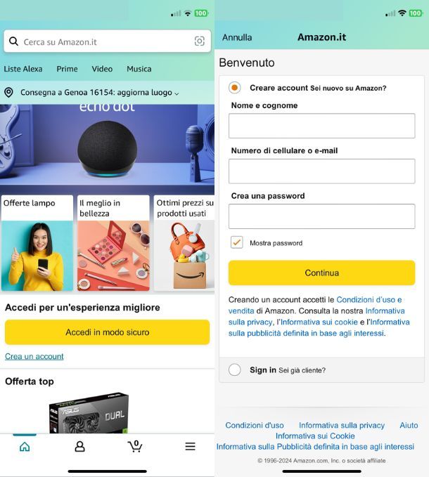 Come creare un nuovo account Amazon