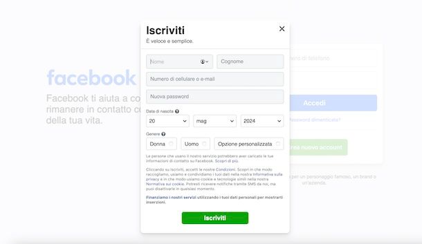 Come creare un nuovo account Facebook