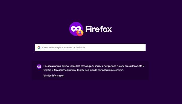 Modalità incognito Mozilla Firefox