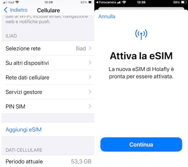 Attivare eSIM Holafly su iPhone