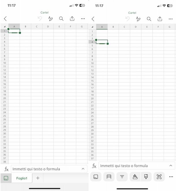 Modificare file Excel su iPhone