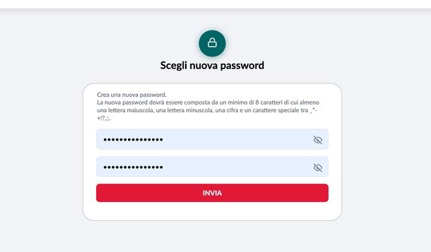 Nuova password Trenitalia