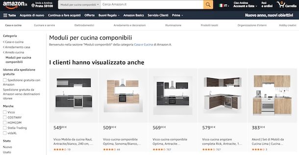 Cucine su Amazon