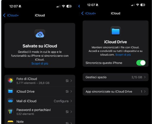 gestire spazio iCloud