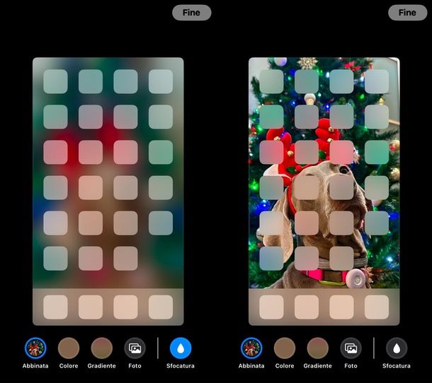 come togliere sfocatura schermata home sfondo iPhone