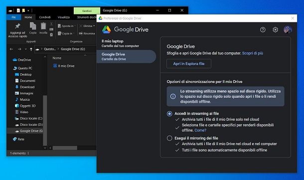 Sincronizzare Google Drive PC Windows