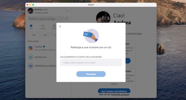 Partecipare a una riunione su Skype