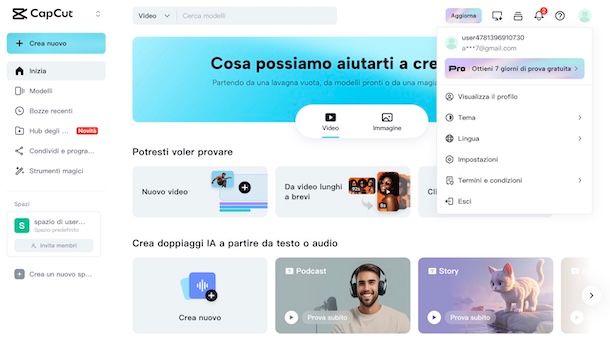 Prova gratuita CapCut Pro