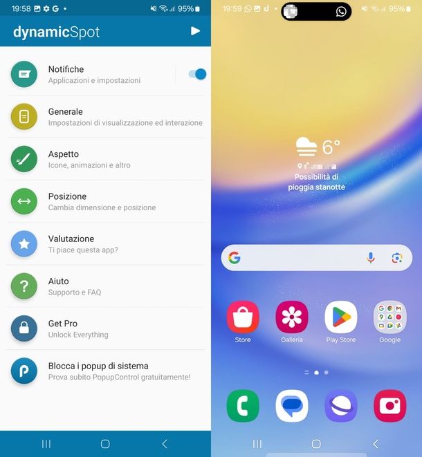 DynamicSpot App barra iPhone su Android