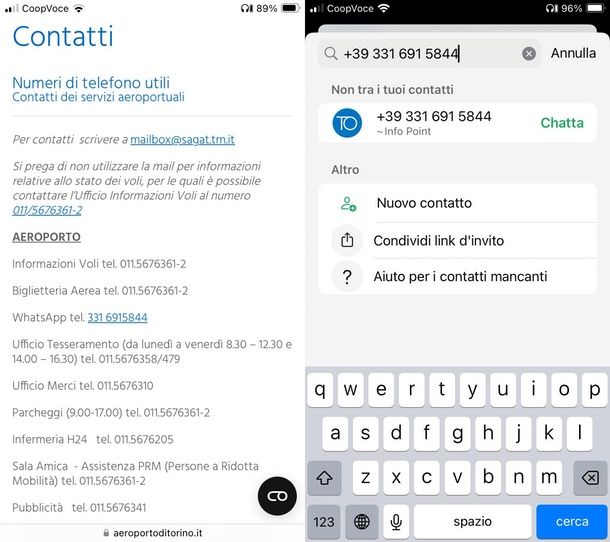 come tracciare un volo con WhatsApp chat con operatore