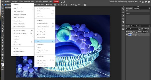 inversione colori con Photopea