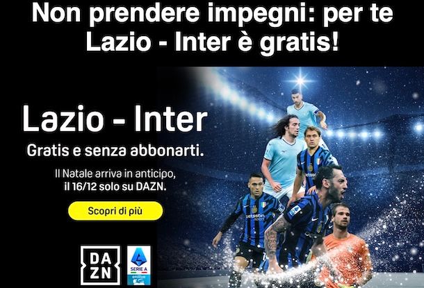 Lazio-Inter gratis su DAZN