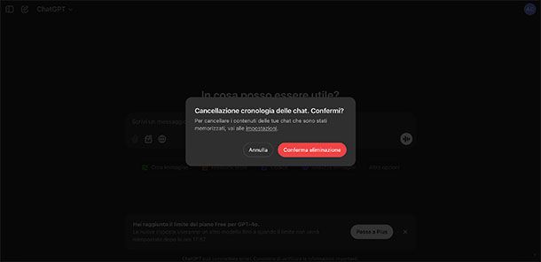 Come eliminare tutte le chat su ChatGPT