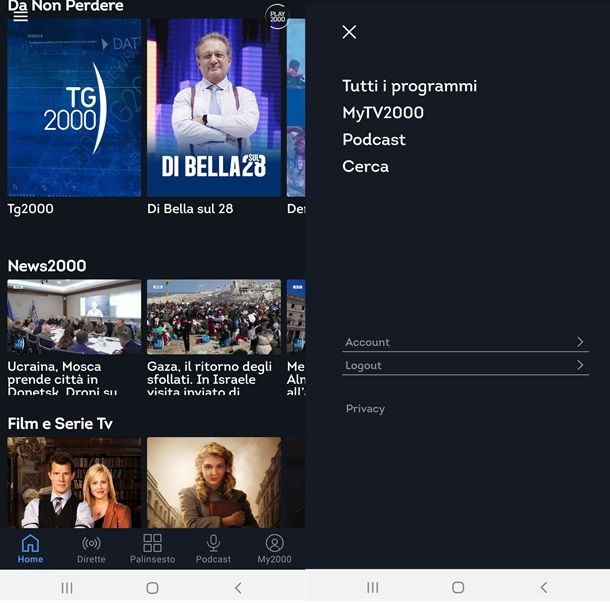 Rivedere TV2000 dall'app Play2000