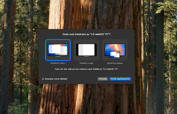 Duplicazione schermo Mac Smart TV LG