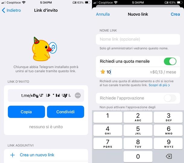 come creare un canale Telegram a pagamento app