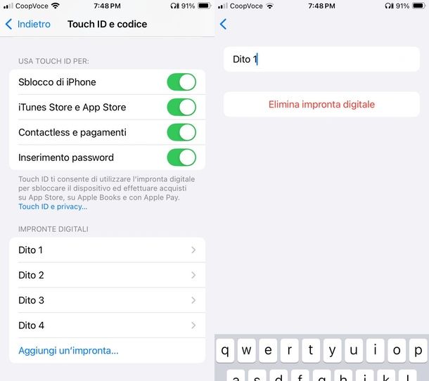come togliere impronta digitale su iPhone