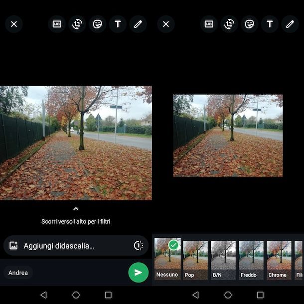 Mettere i filtri su WhatsApp su Android