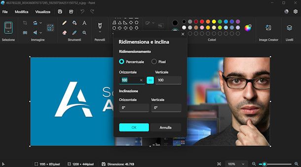 Modificare le dimensioni di una foto con Paint