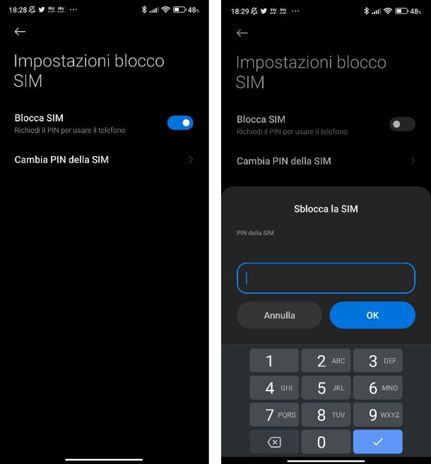 Come cambiare il PIN della SIM Xiaomi