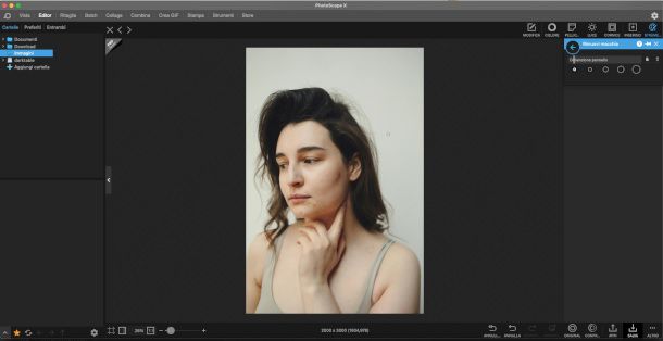 interfaccia Photoscape X con funzione Rimuovi macchia