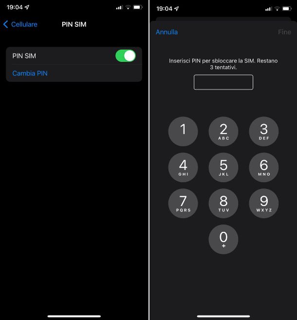 Come cambiare il PIN della SIM iPhone