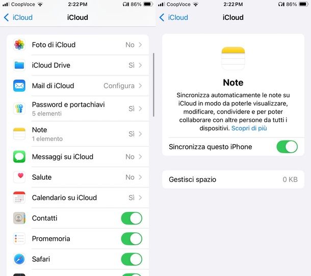 sincronizzare Note di Apple iPhone