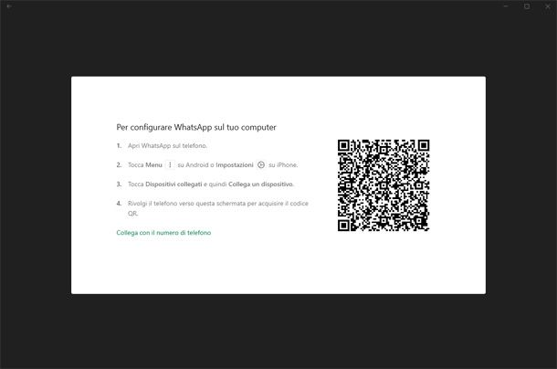 configurazione WhatsApp desktop
