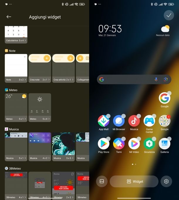 Widget meteo Xiaomi