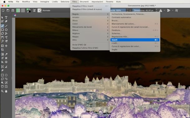 inversione colori con Krita