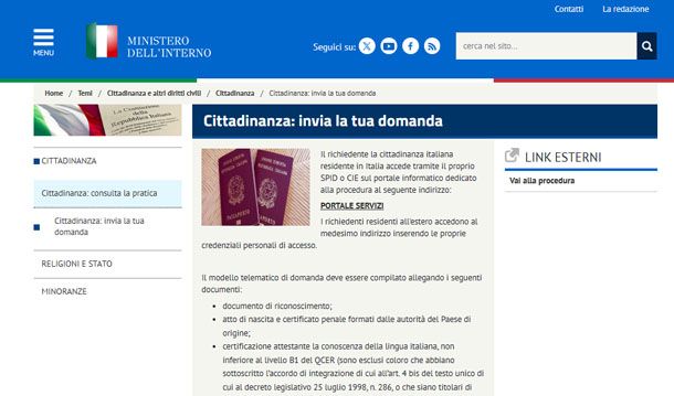 Richiesta cittadinanza italiana