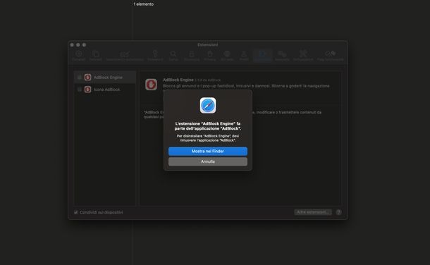 Disattivare estensioni Safari Mac