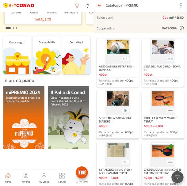 schermate app MyConad