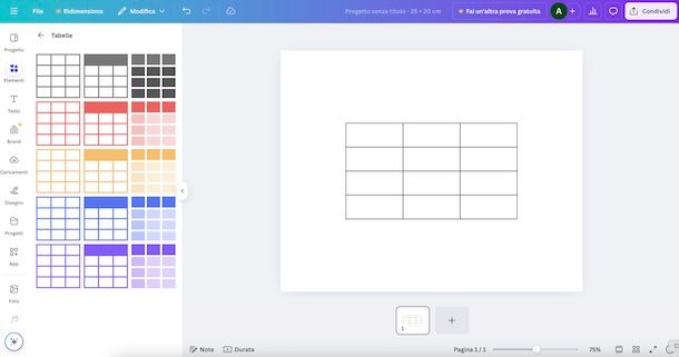 Creare tabella su Canva