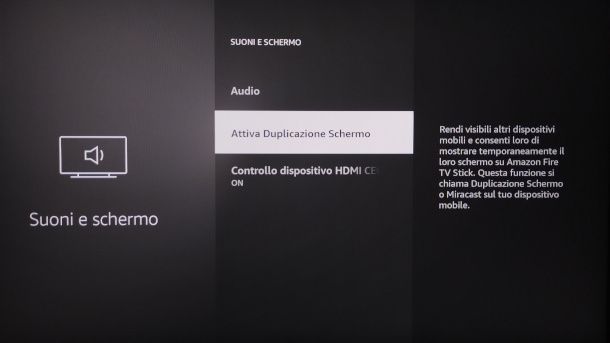 attivazione duplicazione schermo Fire TV