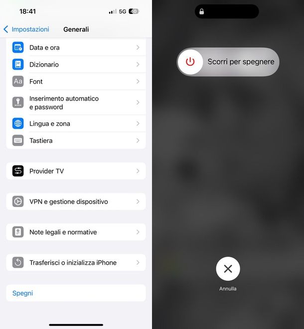 come si spegne iPhone 15 dalle impostazioni