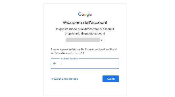 recupero account google