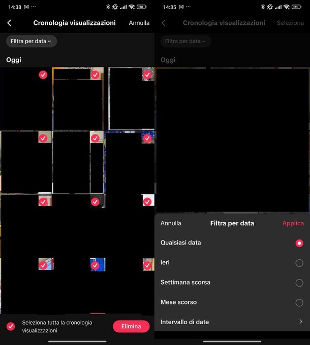 Cancellare cronologia visualizzazioni TikTok app