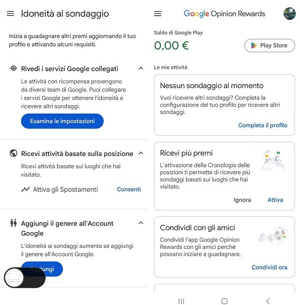 Google Opinion Rewards per guadagnare con i sondaggi