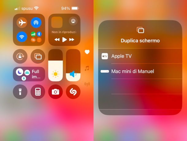 attivazione AirPlay su iPhone