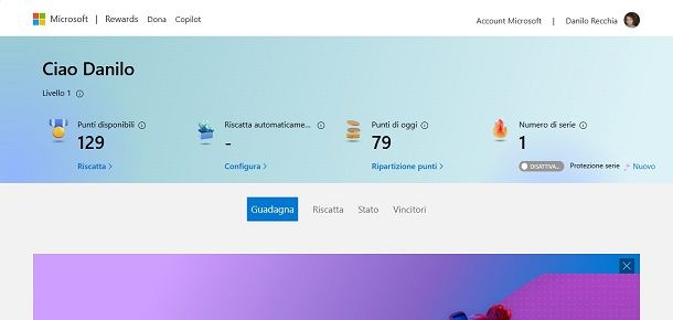 Microsoft Rewards per scambiare punti con guadagni e buoni