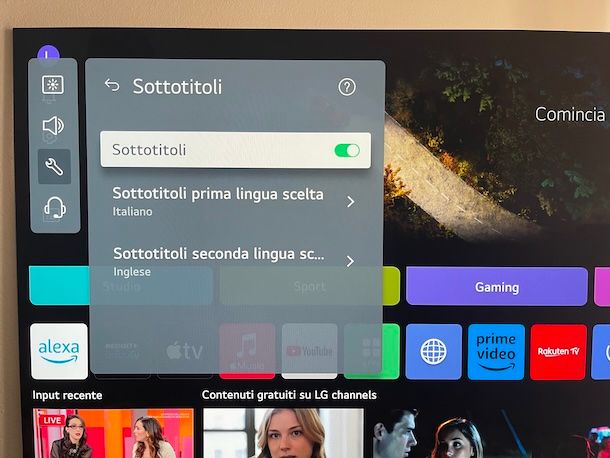 Mettere sottotitoli TV LG impostazioni