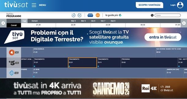 tivusat programmi canale 5 sito