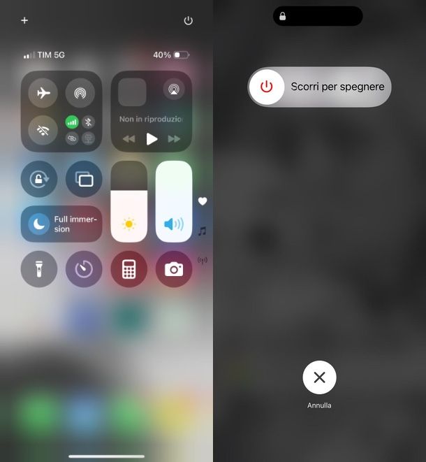 come si spegne iPhone 15 dal Centro di Controllo